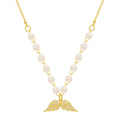 Zircon Angel Wings Necklace Pearl Necklace